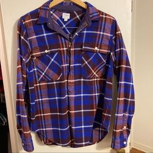 Medium J Crew Flannel 3/4 Zip Pullover